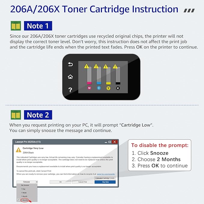 CMYBabee Compatible Toner Cartridge Replacement for HP 206A 206X for Color Laserjet Pro MFP M283fdw M283cdw M283fdn M282mw Pro M255dw M255nw M283 M255 Printer W2110A W2110X High Yield (BCMY, 4-Pack)