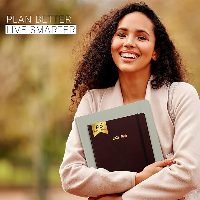 Ensight 2025-2026 HARDCOVER Leather Planner Weekly & Monthly - 6.5x8.5 Inches - Academic Planner Business Personal or Student - Pen Holder, Thick Paper, July 2025 - June 2026 (Red)