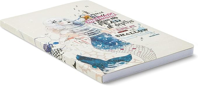 Compendium Softcover Journal - I must be a mermaid… I have no fear of depths, and a great fear of shallow living. – A Write Now Journal with 128 Lined Pages, 5″W x 8″H