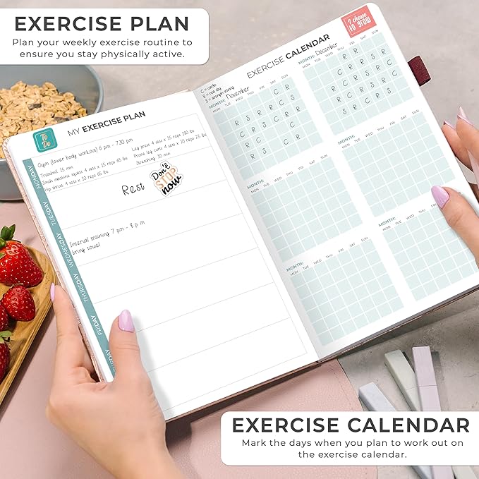 Clever Fox Weekly Meal Planner - Weekly & Daily Meal Prep Journal with Shopping and Grocery Lists for Menu Planning, Healthy Diet & Weight Loss Tracking, Lasts 1 Year, Undated, A5 - Rose Gold
