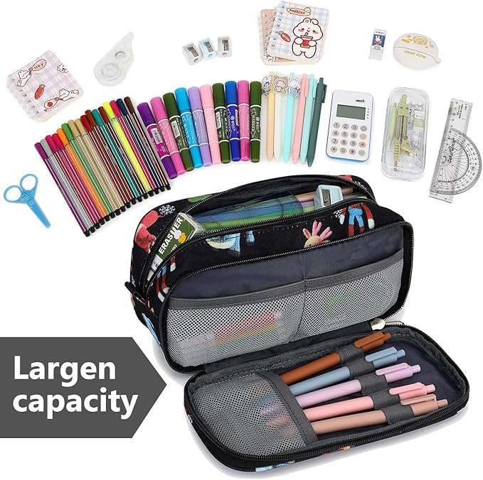 Pencil Cases for kids, Large Capacity Pencil Pouch, Office College School Marker Organizer Case pen for Men Women Adult Teens