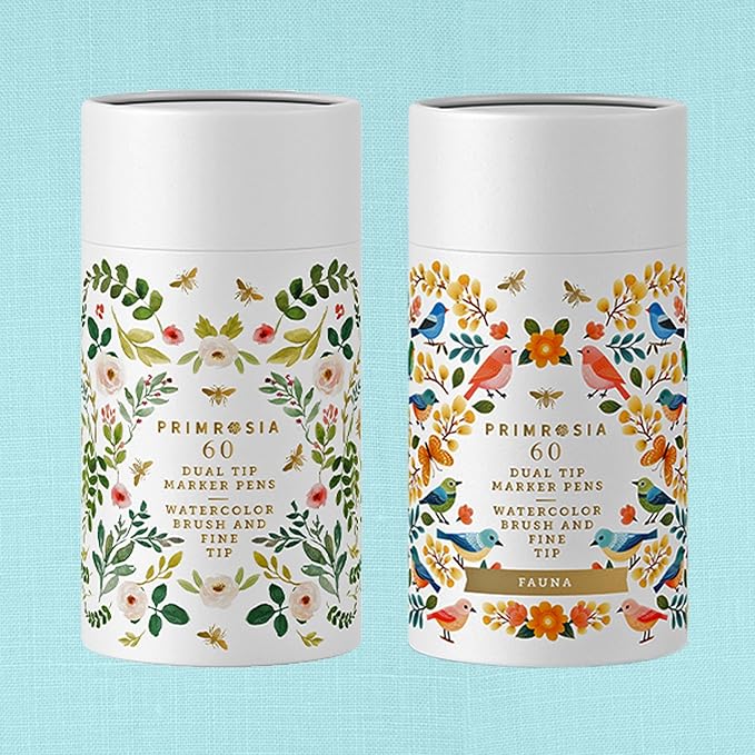 Primrosia Flora and Fauna 60 Dual Tip Markers for Bullet Journal Pens Coloring and Drawing