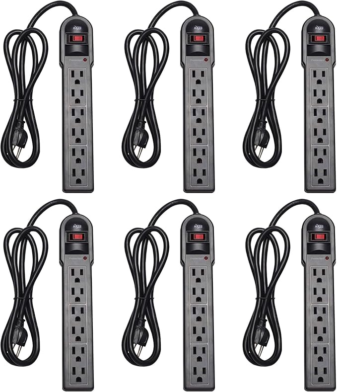 KMC 6-Outlet Surge Protector Power Strip 6 Pack