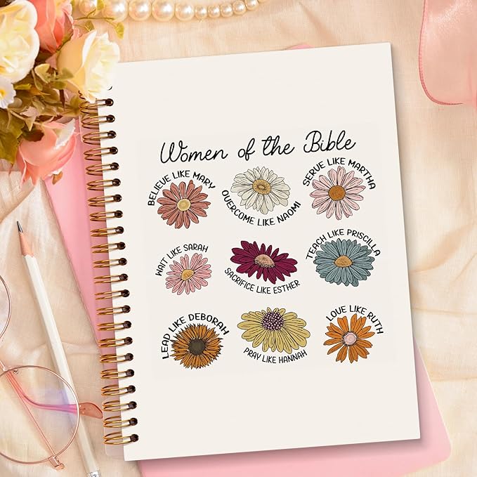 JXREQ Floral Christian Bible Notebook Journal for Women Note Taking, Religious Prayer Journal for Women Gifts, Scripture Journal, Church Notes Notebook 5.5x8.3