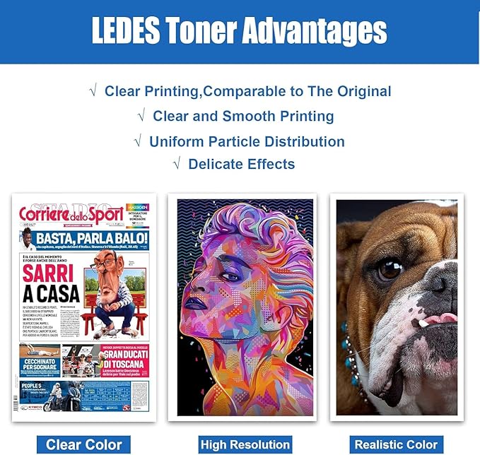 LEDES 7525 Toner Cartridge Compatible Replacement for Xerox WorkCentre 7830 7835 7845 7855 7970 7525 7530 7535 7545 7556 Printer(BK,M,C,Y)