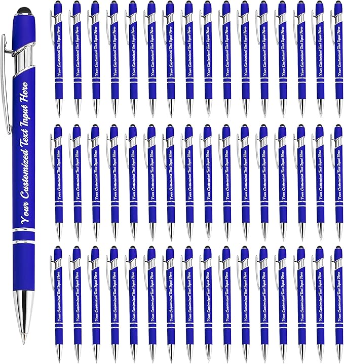 Personalized Ballpoint Pen 48pcs, Custom Pens Free Engraved Bulk with Name Logo, Soft Black Ink Stylus with Touch Metal Office, Gift for Anniversaries, Graduations, Birthdays