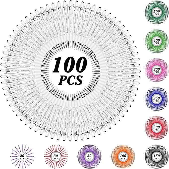 Max 500 Pcs Personalized Pens Bulk, Custom Pens with Free Engraving, Customized Stylus Tip Ballpoint Pen with Your Name Massage Text for School Office Business Graduation Anniversaries-100 Packs