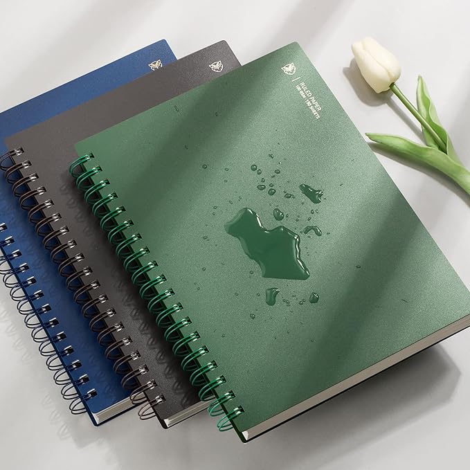 EMSHOI B5 Spiral Notebook College Ruled Lined Journal, Large 7.48" X 10.15", 300 Pages/150 Sheets, 100gsm Thick Paper, Waterproof Hardcover, for Office School Women Men Work Writing Notes, Green