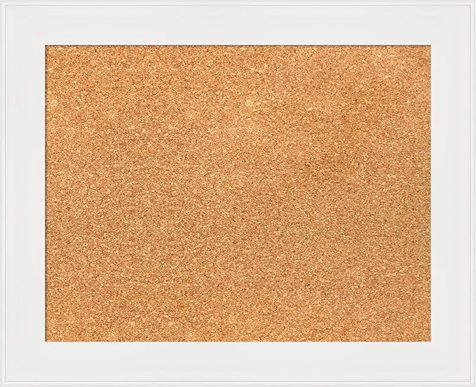 Amanti Art Natural Cork Board for Wall, 17x21 Vision Board with White Frame, Small Corkboard Office Decor for Home Organization, Casual Corkboard Pinboard to Display Items for Home Organization in