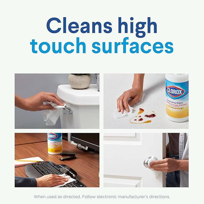 Clorox Disinfecting Wipes Value Pack, Bleach Free Cleaning Wipes, Dorm Room Essentials, 75 Count Each, Pack of 4