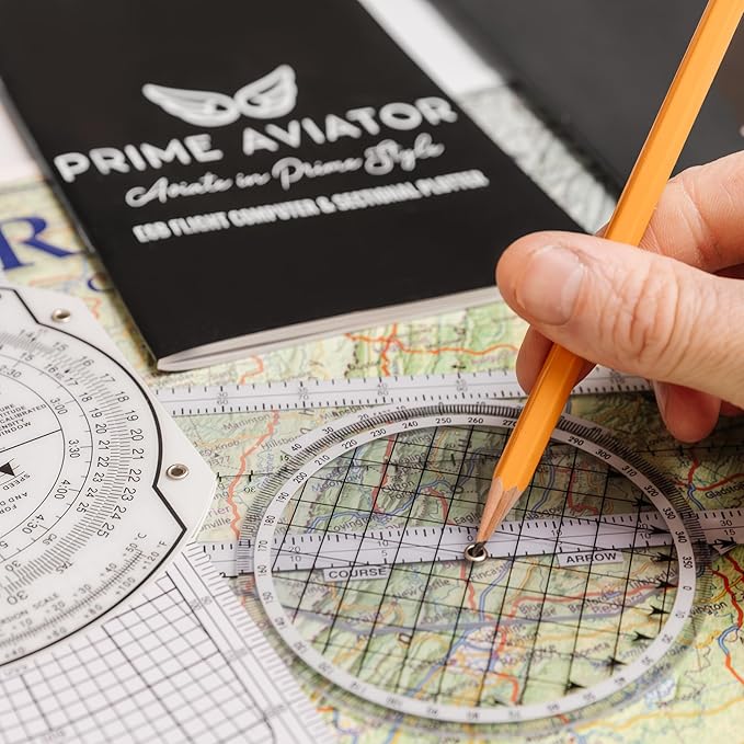 E6B Flight Computer for Pilots – Includes Aviation Plotter, Guidebook & Case – Compatible with IFR/VFR Charts – Flight Training Tool