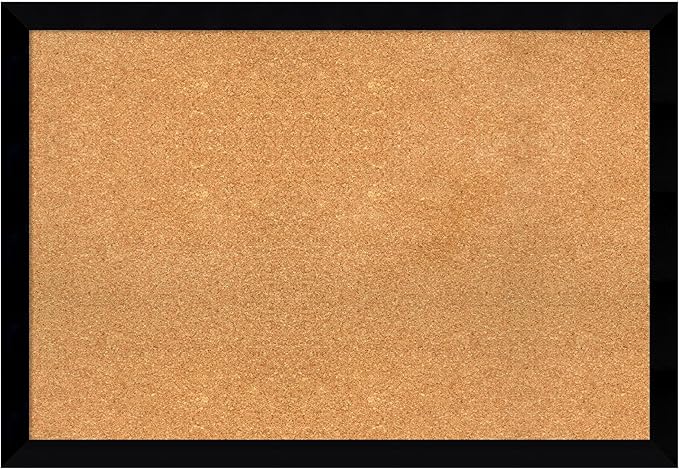 Amanti Art Natural Cork Board for Wall, 27x39 Vision Board with Black Wood Frame, Large Corkboard Office Decor for Home Organization, Modern Contemporary Corkboard Pinboard to display items for home