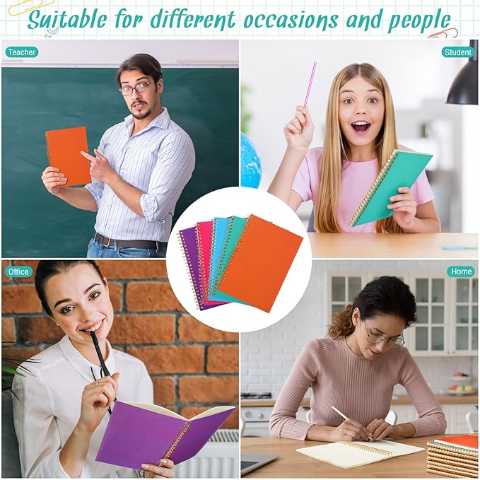 PerKoop 100 Pack Spiral Notebook 8.3 x 5.5 Inch College Ruled Notebook Bulk A5 Wide Ruled Journals Bulk 1 Subject 50 Sheets Thick Diary Notebooks for School, Office Business, Home Use(Colorful)