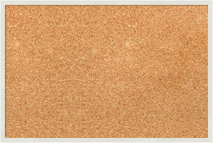 Amanti Art Natural Cork Board for Wall, 13x19 Vision Board with White Frame, Small Corkboard Office Decor for Home Organization, Modern Corkboard Pinboard to Display Items for Home Organization in