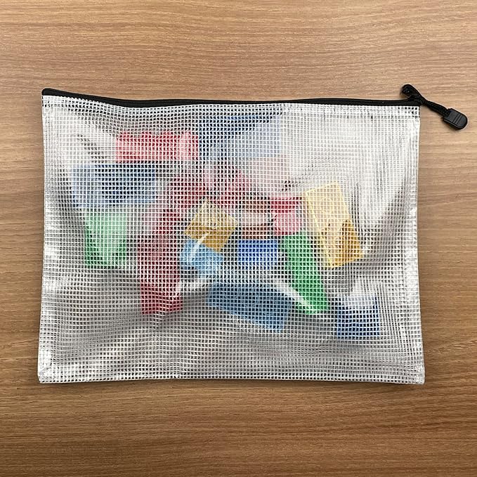 Oaimyy-18 Pcs, Large Mesh Zipper Pouch Document Folders Bag Plastic Zip File Folders for Office Supplies,Travel,Puzzles Games Organizing Storage,Classroom Board Game Organization (9 * 12, inches)