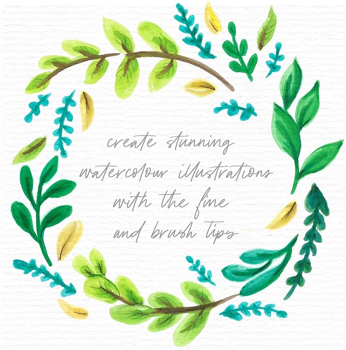 Primrosia 60 Dual Tip Marker Pens, Fineliner and Watercolor Brush Pens for Art Sketching Illustration Calligraphy Permanent Highlighter Bullet Journal Drawing Coloring