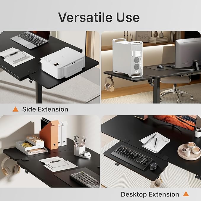 Desk Extender Tray, 28" x 12" Clamp On Desk Shelf, Desk Extension with Laptop Holder, Table Desk Arm Rest, Clamp On Keyboard Tray for Office and Home, Workstation Organizer, Large, Black