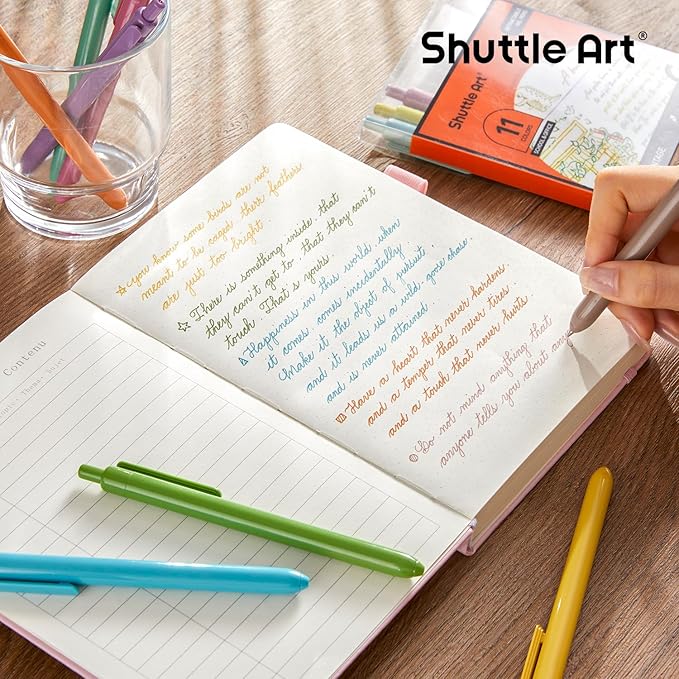 Shuttle Art Colored Retractable Gel Pens, 11 Vintage Ink Colors, Cute Pens 0.7mm Medium Point Quick Drying for Writing Drawing Journaling Note Taking School Office Home
