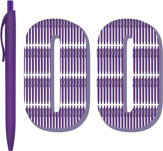 deegtran Pens Bulk, 100 Pack No Bleed Purple Barrel Click Pens, Wholesale Retractable Ballpoint Pens, Pens Medium Point, Smooth Ink Pens, 1.0MM Black Ink