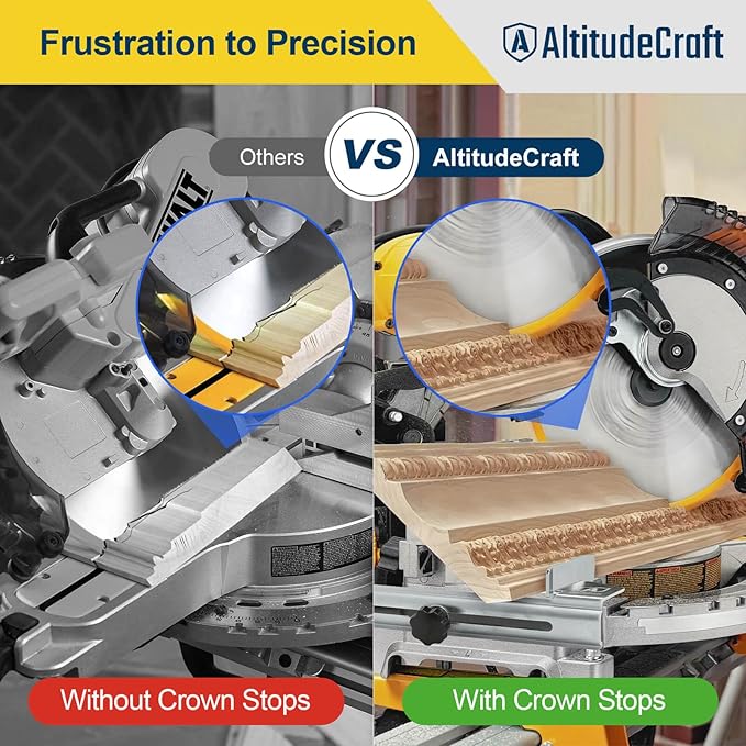 Miter Saw Crown Stops & Protractor Set – Precision Angle Tool Kit for Accurate Crown Molding, Trim, and Carpentry Work