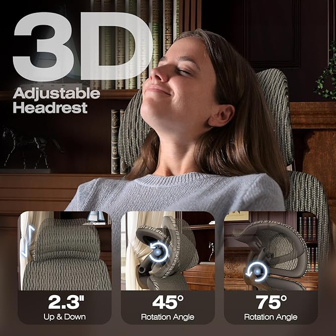 ELABEST X100 Ergonomic Office Chair with Footrest, Big and Tall Home Desk Chair with 5D Flip-Up Arms, Adjustable 9D Lumbar Support,High Back Rolling Computer Chair, Swivel Mesh Chairs (Coffee Break)