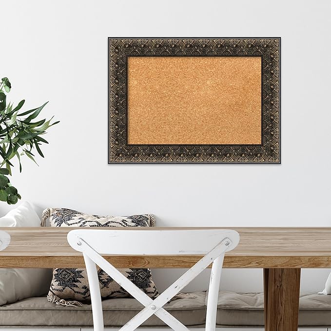 Amanti Art Natural Cork Board for Wall, 17x23 Vision Board with Black Wood Frame, Small Corkboard Office Decor for Home Organization, Traditional Corkboard Pinboard to Display Items for Home