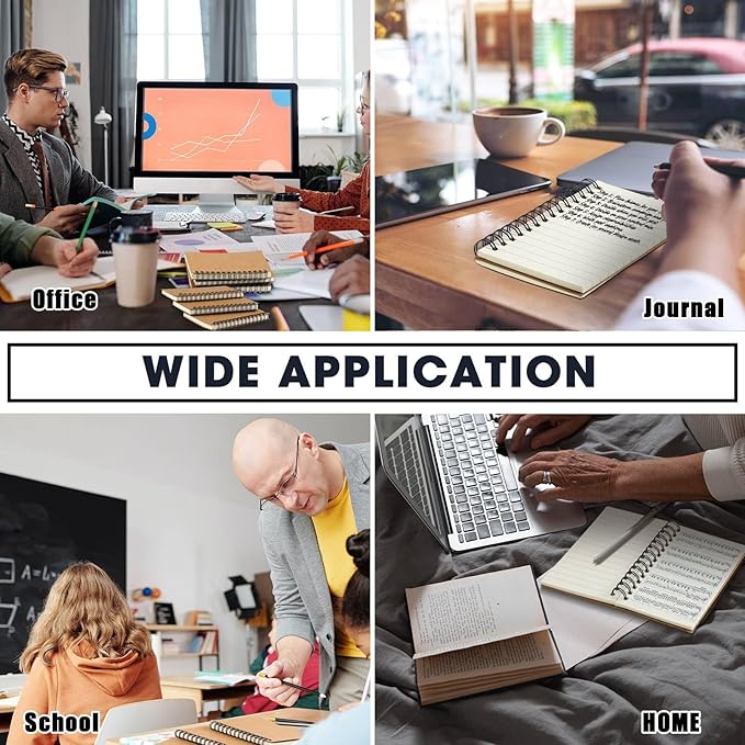 Jutom 2 Pcs Small Spiral Notebooks Memo Pads 3x5 Bulk Small Pocket Notebooks Mini Notepads with Lined Pages Mini Journals for Office Back to School Work Writing Supplies, 120 Pages (Kraft Color)