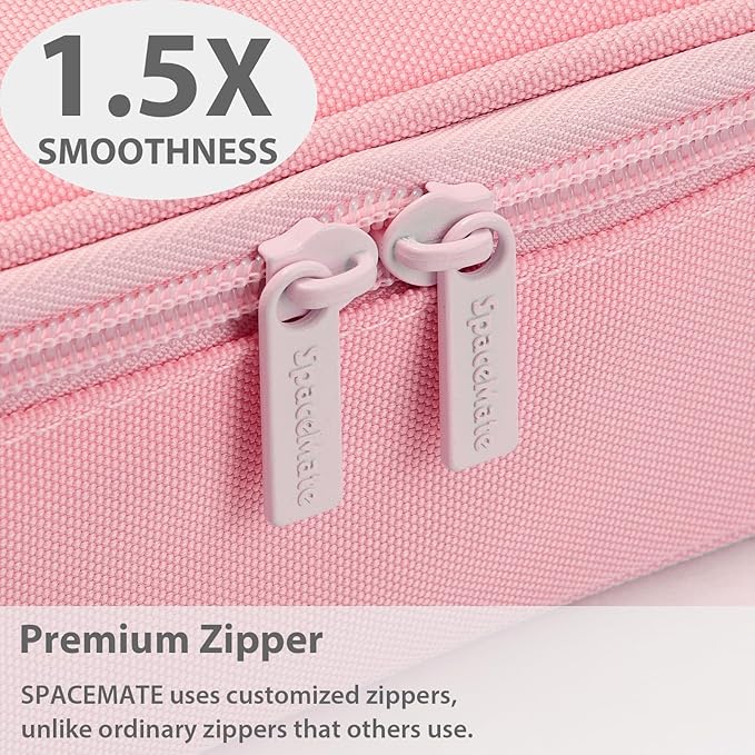 Pencil Case Pouch Box Bag School Supplies Girls Boys Kids, Cute Preppy Stuff Large Big Capacity Aesthetic Pen Organizer, Back to College Stationary, Light Pink, Standard Stlye, 1800ml