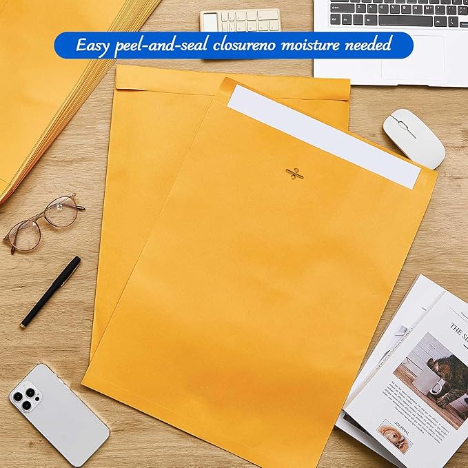 25 Pcs Clasp Envelope 16 x 20 Inch Large Manilla Envelopes with Clasp Closure for Mailing Thick Documents Home, Business, Legal or School Office Storing (Golden)