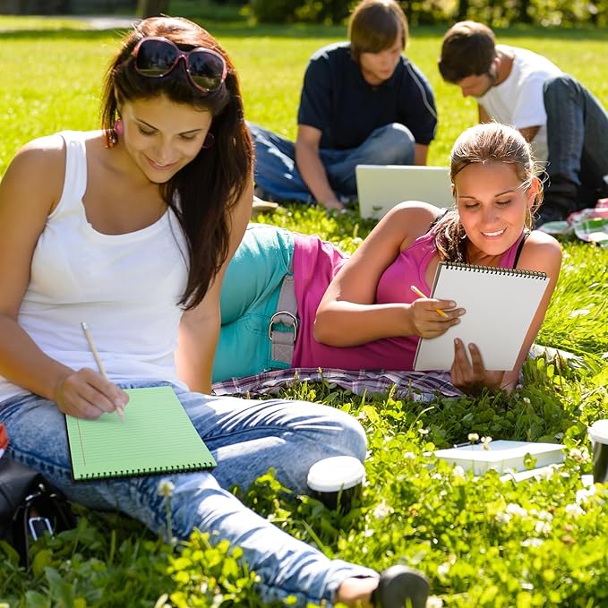 6 Pcs Legal Pad Top Spiral Bound Notebook 70 Sheets Wirebound Notepad Double Sided Ruled Memo Steno Book with Stiff Back Cover for Business(8.5 x 11 Inches,No Holes,Morandi Color)