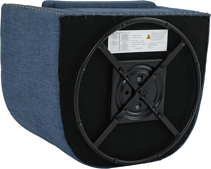 UIXE 360° Swivel Barrel Accent Chair Set of 2, Modern Upholstered Arm Chair Round Club Armchair, Nailhead Trim Single Sofa Seating in Fabric for Living Room - Blue