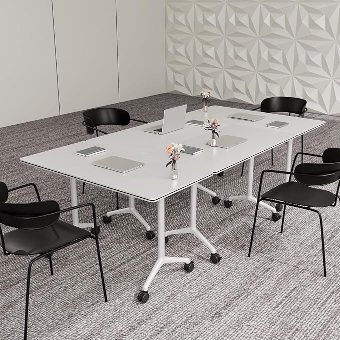 Conference Room Tables,Folding Conference Rolling Meeting Modern Training Table with Flip Top,Mobile Conference Table with Four Locking Wheels,for Meeting Room Office Classroom(2pack 55in)