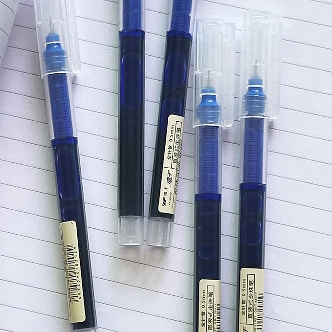 sencoo 5 pack Extra Fine Point Pens Liquid Ink Pen Rolling Roller ball Quick-drying Ink for Home Office School (Blue)