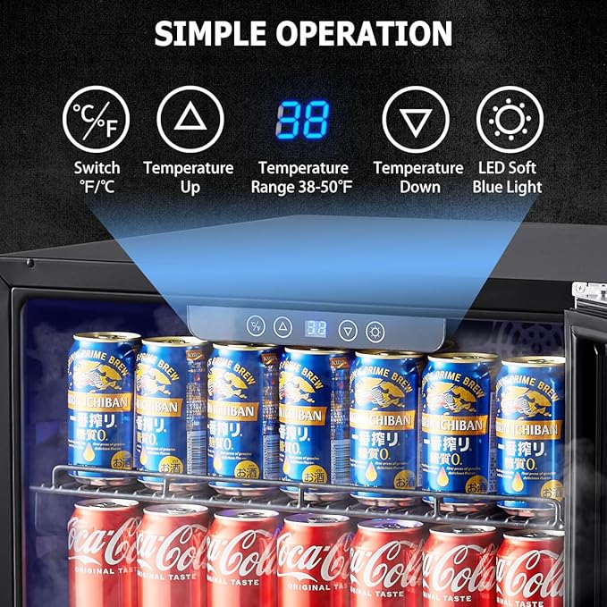 Kalamera 24 inch Beverage Refrigerator - 154 Cans Capacity Beverage Cooler- Fit Perfectly into 24" Space Built in Counter or Freestanding - for Soda, Water, Beer or Wine - For Kitchen, Bar or Office