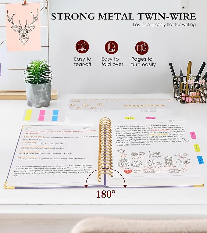 Spiral Notebook Journal 8.5” x 11”, 300 Pages Hardcover Leather Lined Journals for Women Men, A4 Large College Ruled Notebooks with 100 GSM Thick Paper, Spiral Journal for Writing Work School, Purple