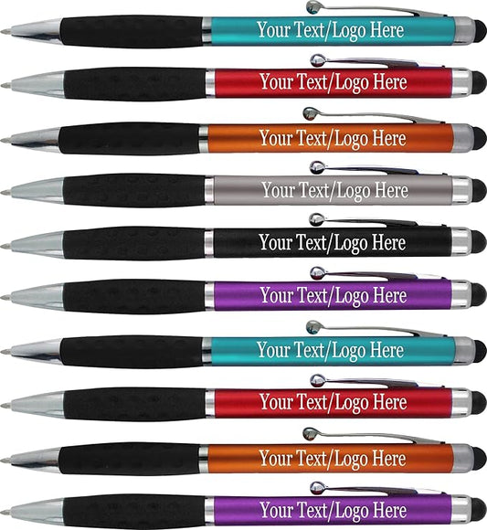 SyPen Custom Personalized Pens with Name or Logo - 300 Bulk Pack Customized Pens for Business, Pen/Stylus Combo