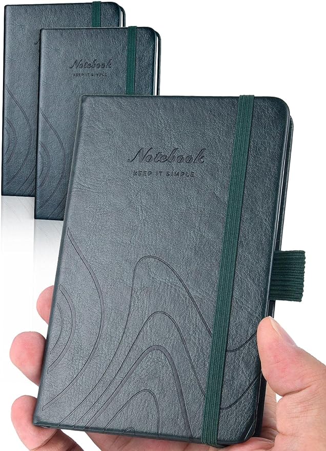 AISBUGUR Pocket Notebook, Small Notebook, 2-Pack Total 320 Pages,3.7" x 5.7" Pocket Notebook (2 Pack, dark green)