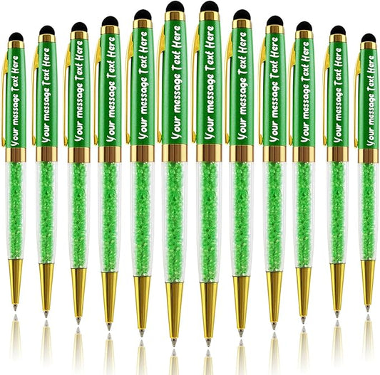 Personalized Pens Custom Engraved Ballpoint Pen with Stylus Tip Retractable Black Ink Pen for Business Writting Graduation journaling Signature 12pcs/Pack