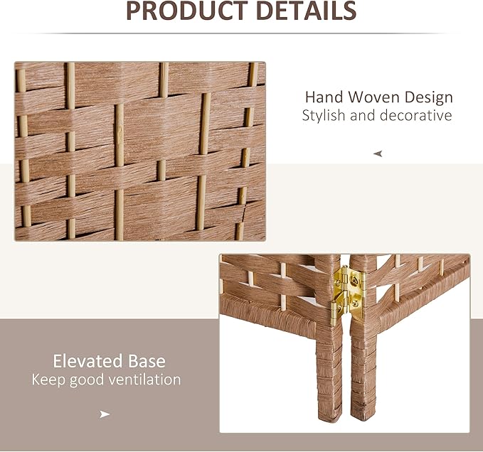 NicBex Room Divider 6 Panel Room Dividers with Woven Rattan Design Partition Room Dividers and Folding Privacy Screens 6 FT Wall Divider for Office,Room Separation,106.25"W x 0.75"D x 70.75"H, Natural