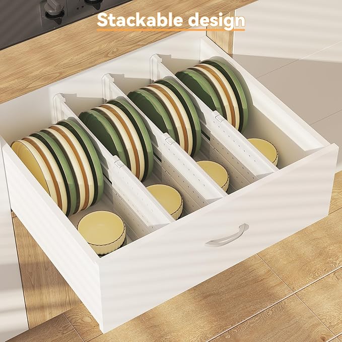 REBECAT 12 Pack Drawer Dividers for Clothes Adjustable Drawer Dividers 4" High Expandable from 11"-17" for Dresser Baby Clothes Bathroom Bedroom Kitchen and Office Storage，White