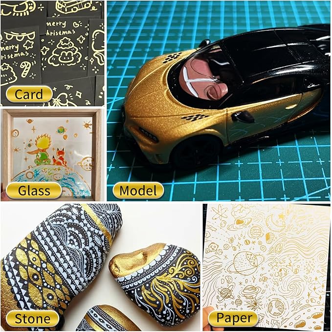 Gold Paint Pens Permanent Paint Markers 12 Pack Oil Based Markers, Quick Drying and Waterproof Marker Pen, Car Tire, Metal, Rock Painting, Wood, Ceramic, Plastic, Canvas, Mugs, Medium Tip
