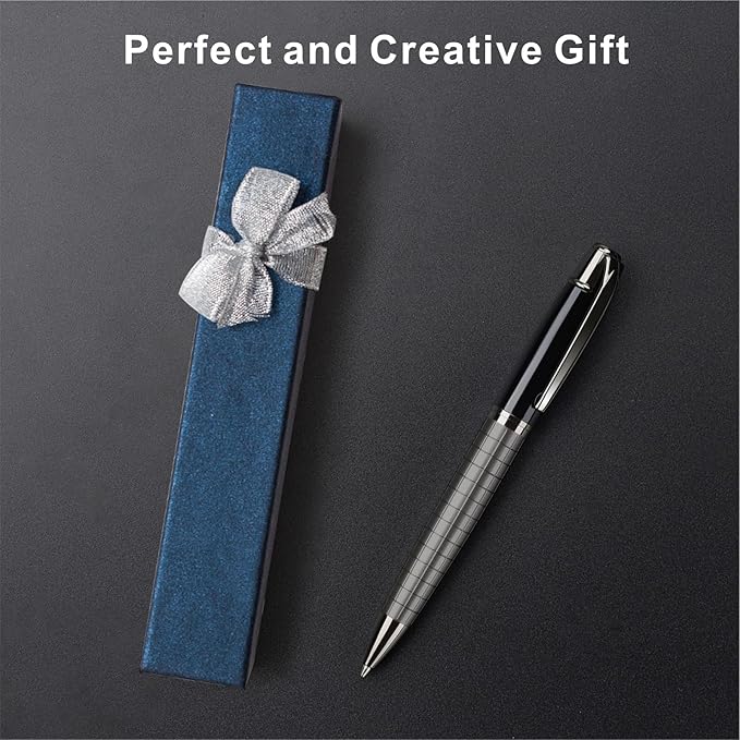 Cambond Ballpoint Pens Black Pens - Bulk Metal Pen for Journaling Gift Business Men Police Flight Attendants 1.0 mm Medium Point Nice Pen, 3 Pens with 6 Refills (Sliver with Black)