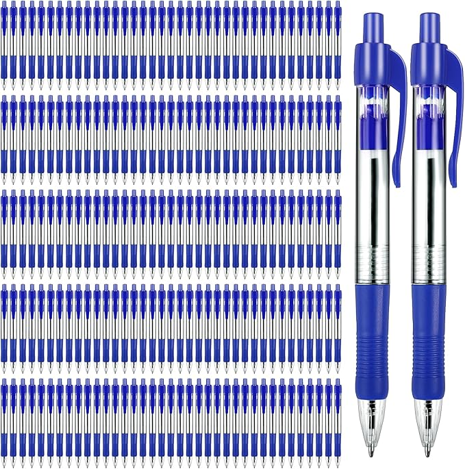 Blcculi 200 Pack Retractable Ballpoint Pens Bulk,1.0 mm Medium Point Pen,Blue Gel Ink Pens,Smooth Writing Pens with Comfortable Grip for Office Supplies Journal Writing (Blue Ink)