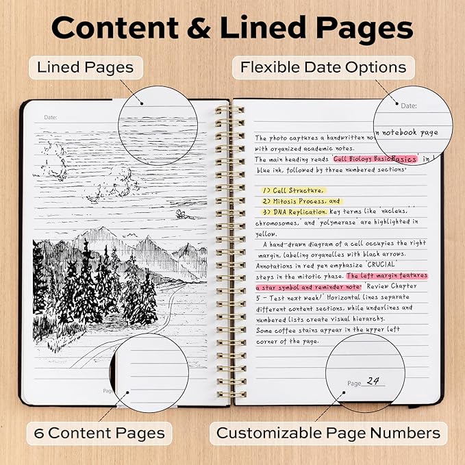 Deli 3-Pack Lined Spiral Journal Notebook Black, 160 Pages, A5 (5.5"x8") Hardcover Writing Notebook, College Ruled Spiral Bound Journal for Women & Men - Perfect for Work, School, Office & Note Taking