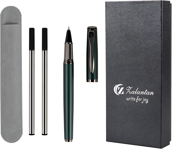 Liquid Ink Rollerball Pen,Essential Business Nice Pens,Metal pen Smooth writing stylish design effortless writing,Luxury pens with gift case for Men & Women with 2 Refills