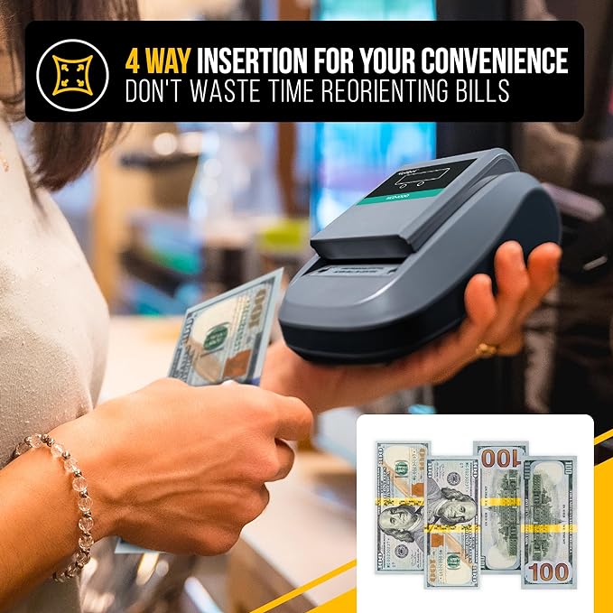 Kolibri KCD-1000 4-Way Orientation Portable Fake Currency Reader and Counterfeit Bill Detector with UM, Magnetic, Infrared Counterfeit Money Detector, Easy Pass/Fail Indicator (KCD-1000)