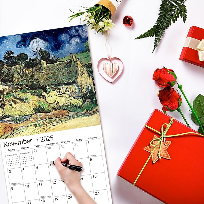 2025 Wall Calendar,Calendar 2025, January 2025 - December 2025, Wall Calendar van Gogh, 12" x 24" Opened,Full Page Months Thick & Sturdy Paper for Calendar Organizing & Planning