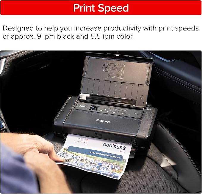 Canon PIXMA TR160 Wireless Portable Printer, 50-Sheet Paper Tray and 1.44" Display