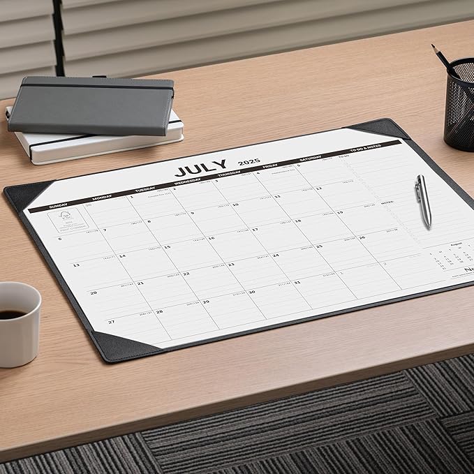 Nekmit Desk Calendar 2025-2026 with Desktop Mat, Large Desk Calendar Runs from Jul 2025 - Dec 2026, Big Desk Pad Calendar 21 x 16 1/2 Inches for Home and Office