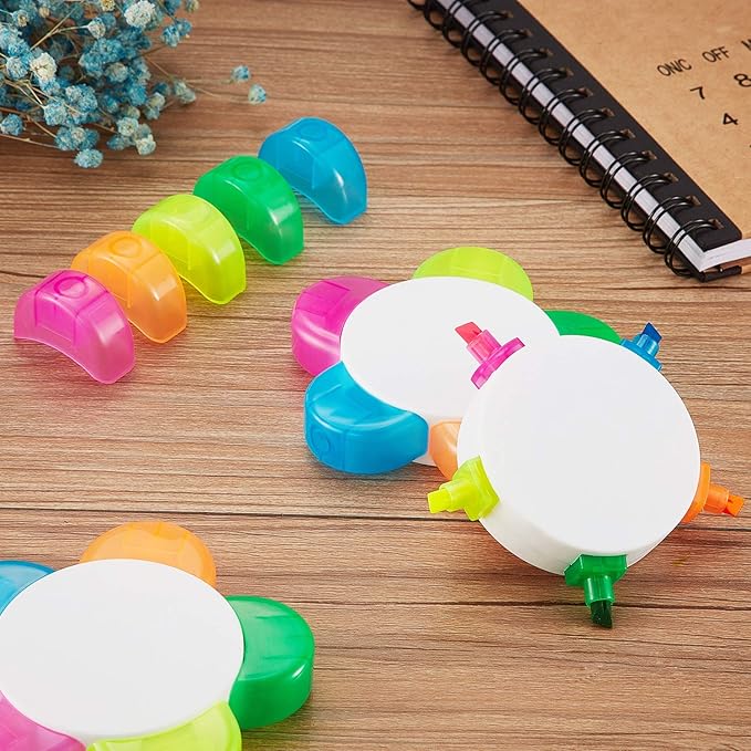 Outus 6 Pieces Petals Highlighters Assorted Colors Back to School Flower Shape Watercolor Highlighter Pens 5-in-1 Fluorescent Pens for Office School Stationery Aesthetic Supplies,5 Colors